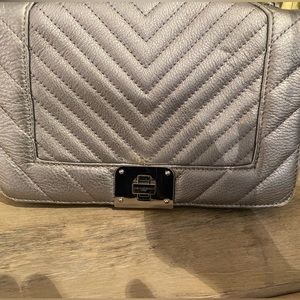 Karl Lagerfeld Paris Lara Handbag Quilted Leather Shoulder Bag Asphalt Gray,